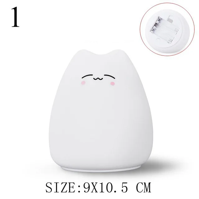 star wars night light Silicone Cute Cat Night Lamp With Touch Sensor Battery Powered Bedside Lamp 7 Colors Changing Table Decor Lamp Children Kid Gift moon night light Night Lights