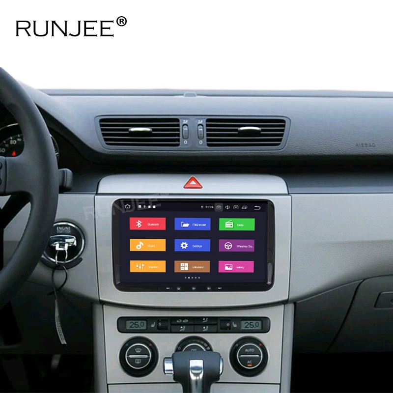 Cheap RUNJEE Android 9 PX6 Car DVD player 4GB 64GB For VW/Volkswagen/POLO/PASSAT/Golf/Skoda/Octavia/Seat BT WIFI DAB 5