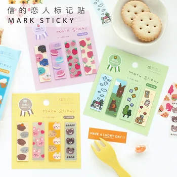 

60 Pcs/set Kawaii Sticky Notes Cute Apple Snack Flowers Pattern Journal Stickers Cute Cartoon Planner Book Tag Stickers