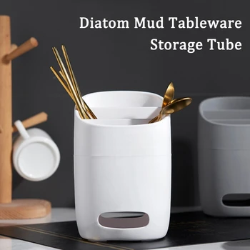 

Simple Three Grid With Diatom Mud Quick-drying Absorbent Chopsticks Cage Kitchen Drain Moldproof Tableware Storage Tube