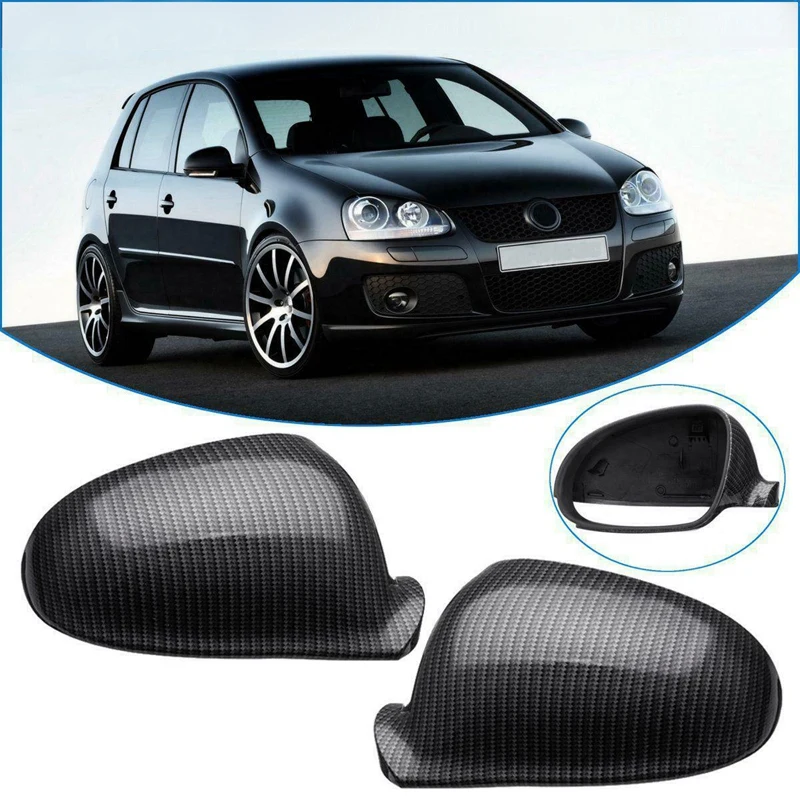 

2Pcs Carbon Fiber Rearview Mirror Cover Replacement for Golf 5 MK5 2008-2011