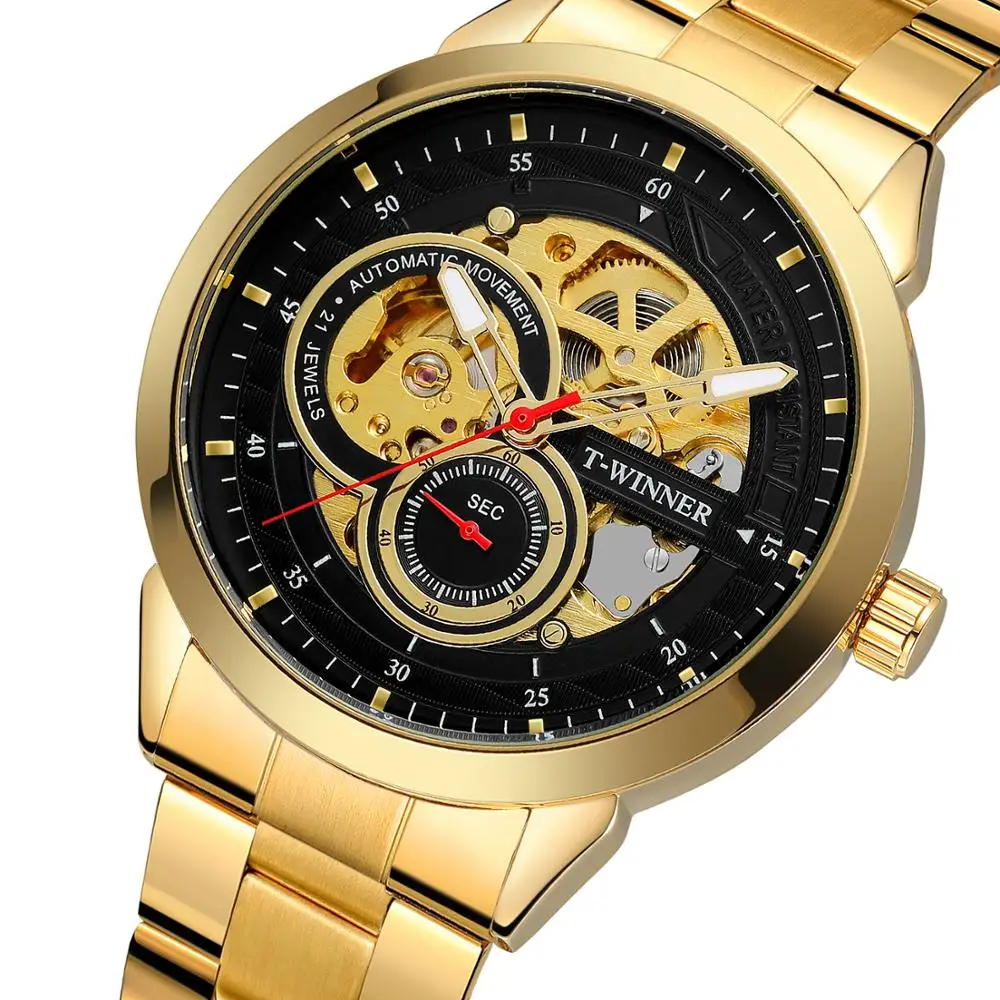 

Top Brand Luxury WINNER 3D Hollow Mechanical Watches Engraving Golden Clock Design Stainless Steel Men's Clock Relojes Hombre
