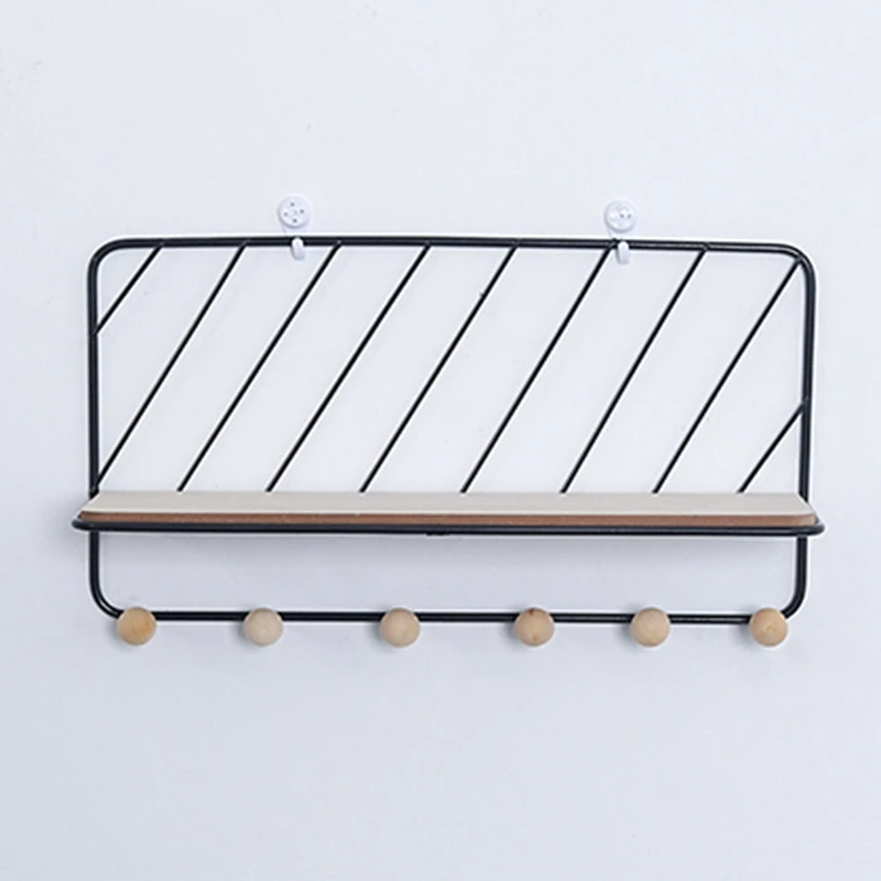 Fashion-Creative Simple Nordic Wrought Iron Grid Wall Shelf Ornaments Home Wall Hook Wall Mounted Storage Rack Decoration Housek