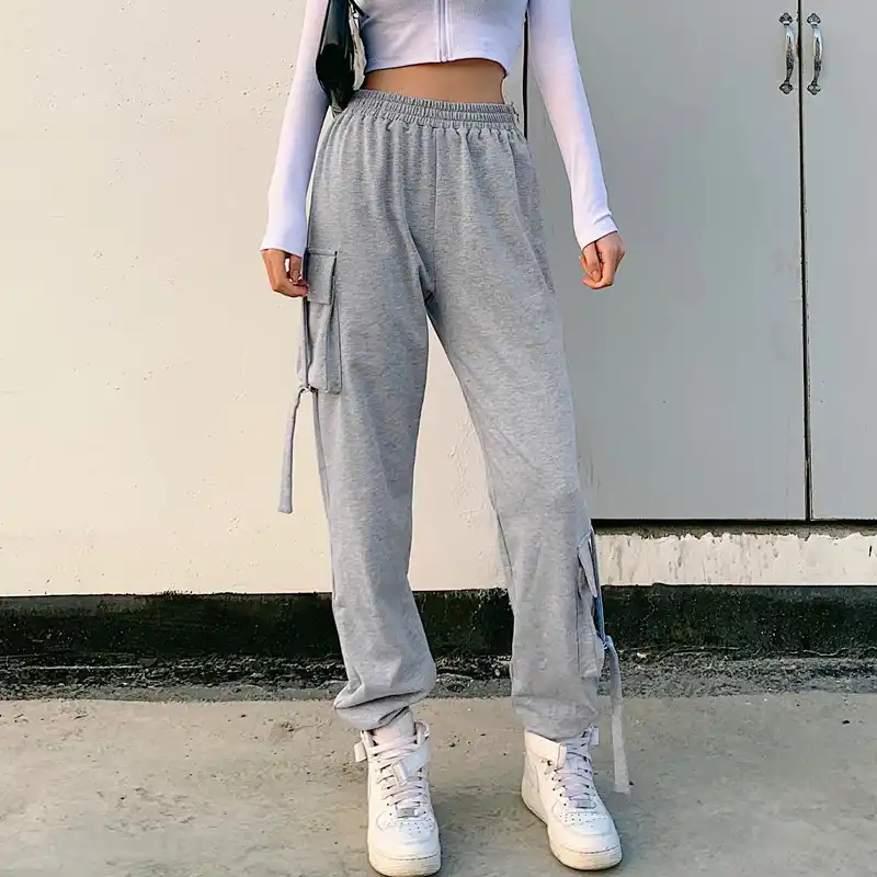 pantalon gris deporte mujer