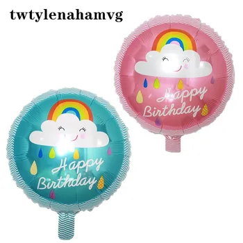 

The new 18-inch pink blue round birthday foil balloon wedding anniversary Valentine's Day party decorated with high-grade gifts