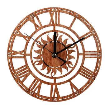 

Exquisite Vintage Wooden Round Wall Clock Arabic Numerals Chic Style Wooden Round Hanging Wall Clock Home Decor