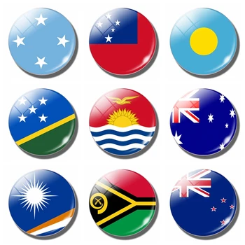 

Oceania Country flag fridge magnet Refrigerator sticker 3CM glass Australia Kiribati Solomon Islands Fiji Samoa Palau Micronesia