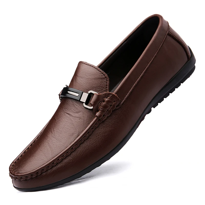 Loafers Men Casual Leather Shoes Slip On Spring Summer Black Brown Fashion Italian Trendy Luxury Designer Brand Loafer