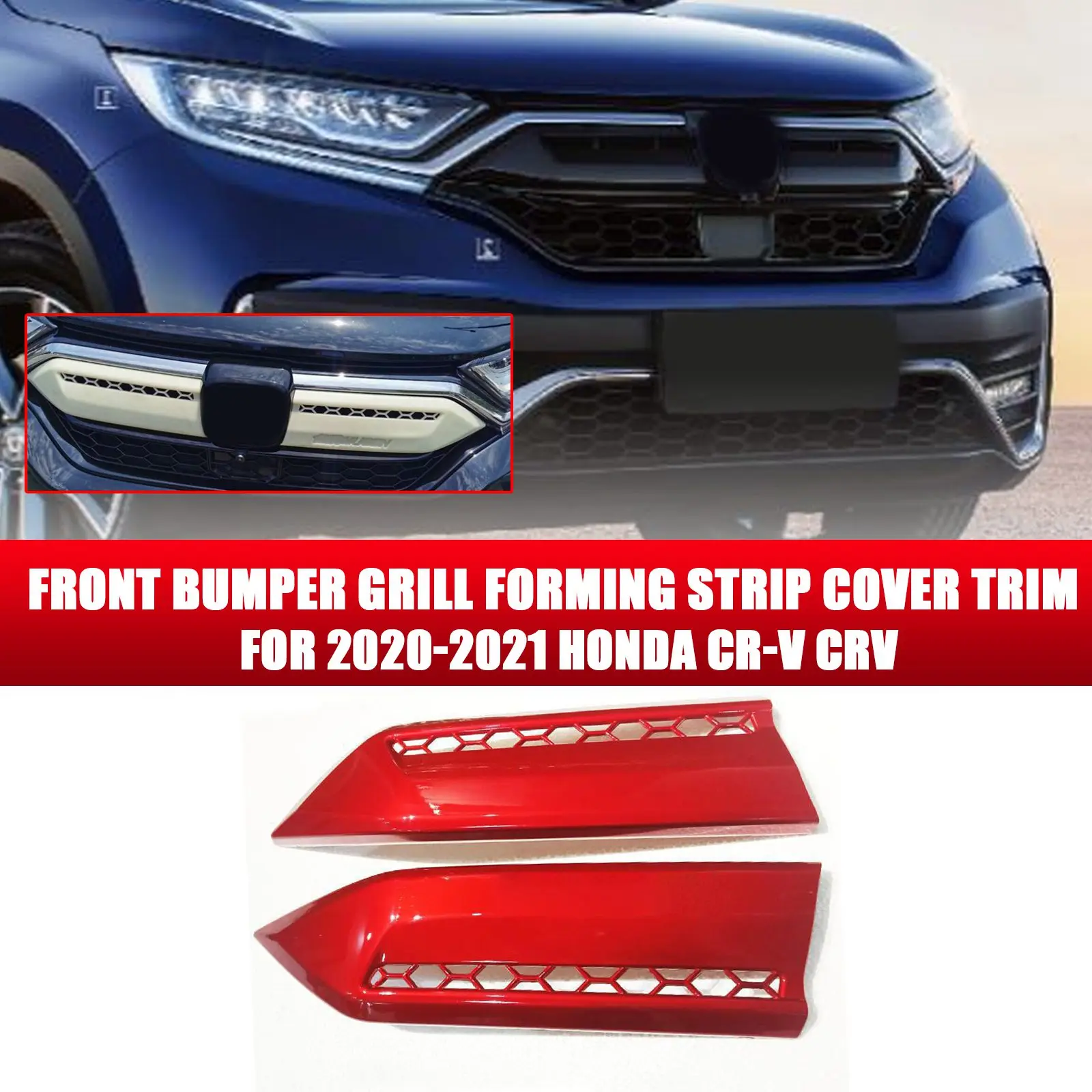 

2PC ABS black front bumper grill forming strip trim For 2020-2021 Honda CR-V CRV Car styling accessories