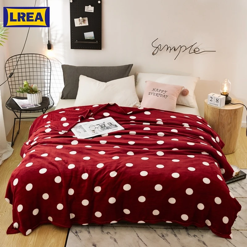 

LREA Super Soft Microplush fleece warm плед adult sofa throw Blanket points Bedspreads cover on the bed