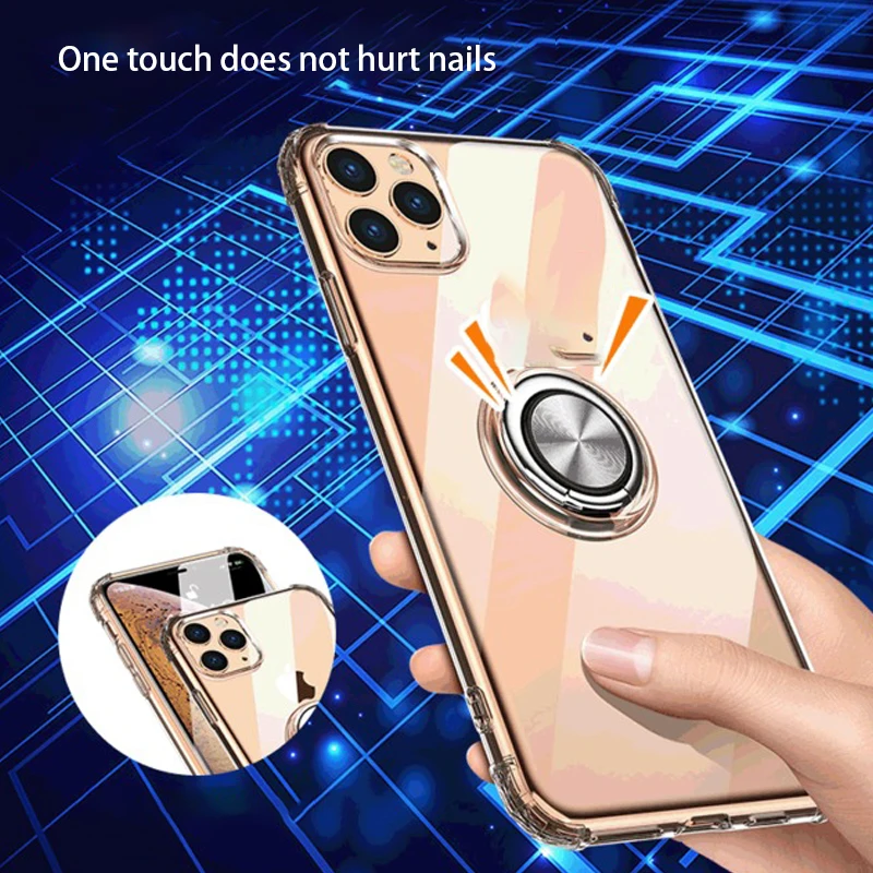 Suitable for Apple 11 mobile phone case new xr elastic ring iPhone11pro transparent protective cover xs anti-fall shell 8 | Мобильные