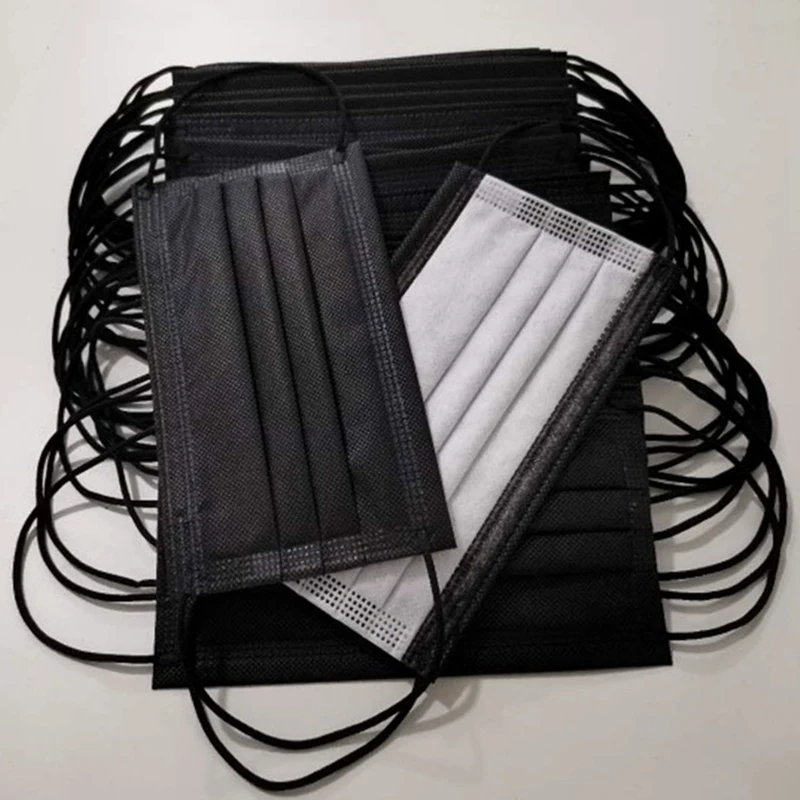 

200Pcs Black Mouth Mask Disposable Civil Face Masks Anti-Dust Mask Earloop Activated Black Protective Cover Mouth Masks
