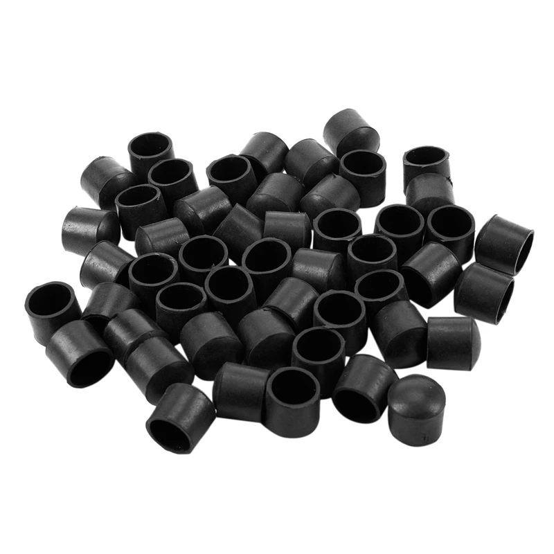 

50pc Rubber Table Chair Legs For Furniture Leg Cap End Tip Diameter 25mm Black