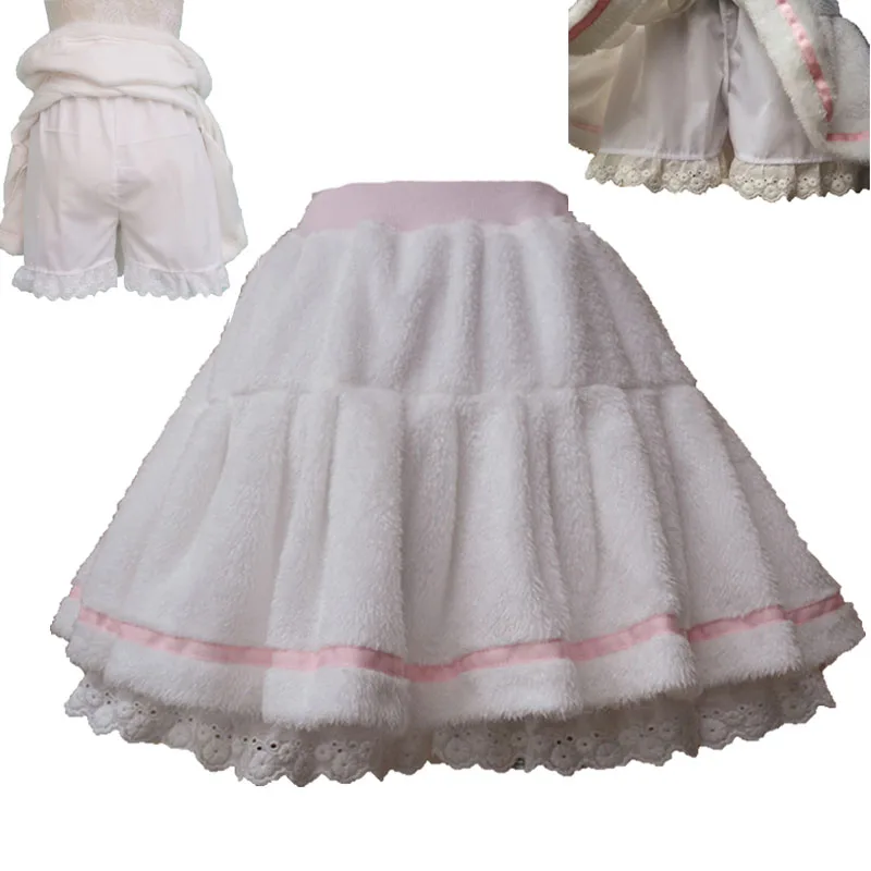 Pant Skirt Pleated Warm Girls White Sweet Mini Cute Lolita Winter Preppy Women Waist