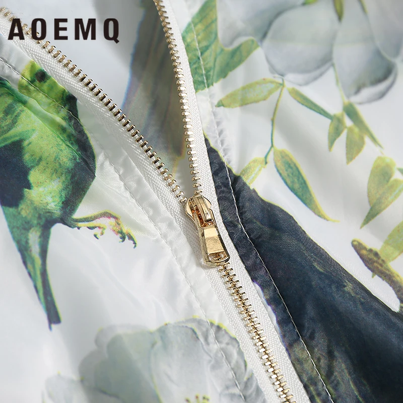 AOEMQ модная куртка китайская винтажная чернильная живопись пальто с капюшоном на молнии свободный дождевик солнце день солнцезащитный крем пальто одежда