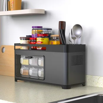 

Kitchen Shelf Storage Of Seasoning Box Multifunctional Chopstick Holder Storage Bbox For Seasoning Bottles Cans With Cover