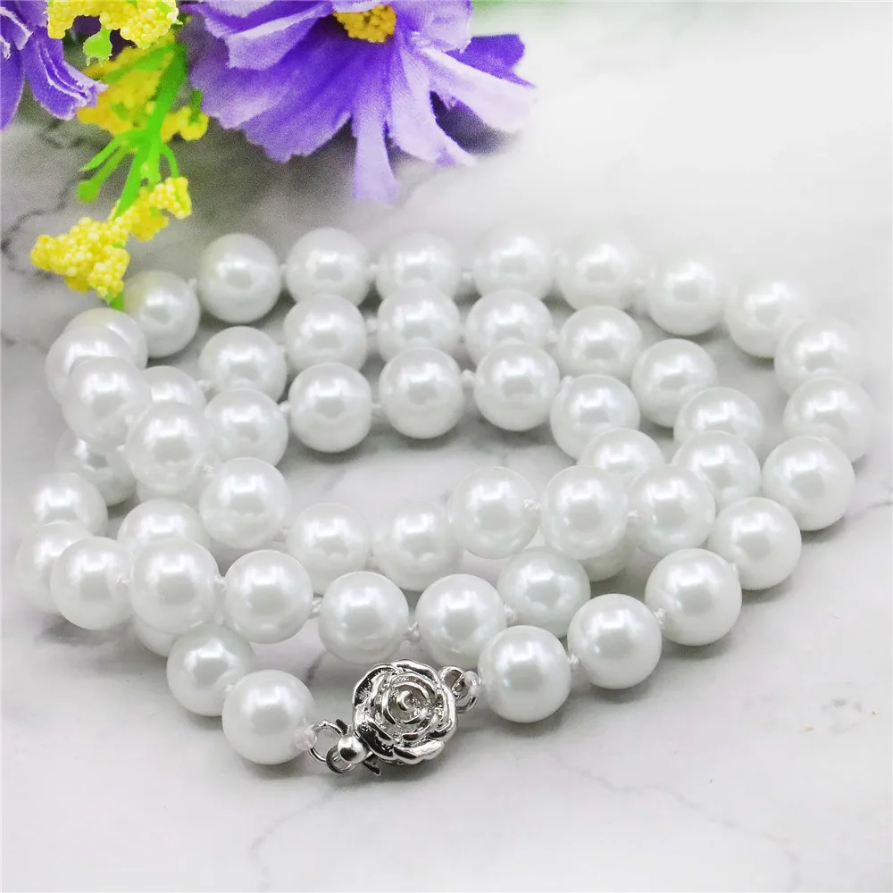 2021 (min order) Hot 8mm White Akoya Shell Pearl Necklace DIY Jewelry Rope Chain Beads Natural Stone 18inch | Украшения и