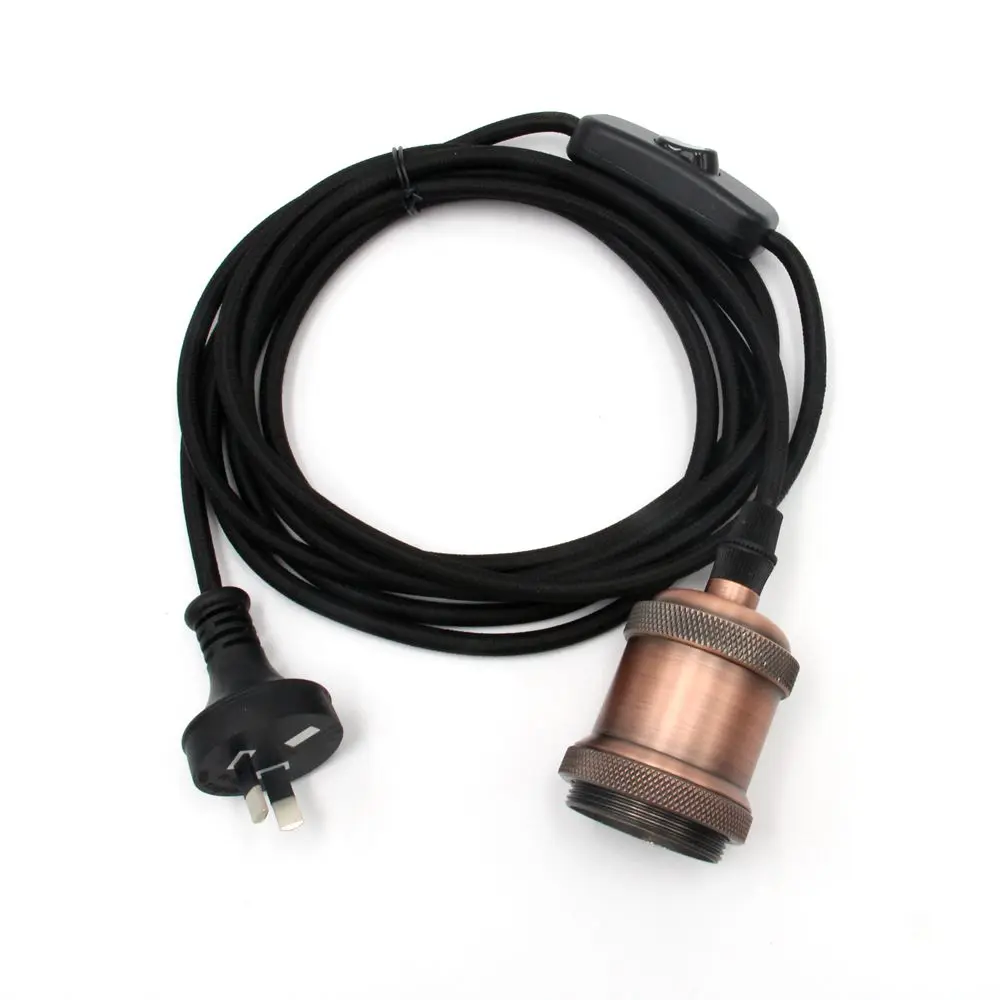 AC 240V Australia Plug Fabric Cords with Switch Vintage E27 Fittings Bulb Lamp Holder For Hanging Wall Bracket Lights