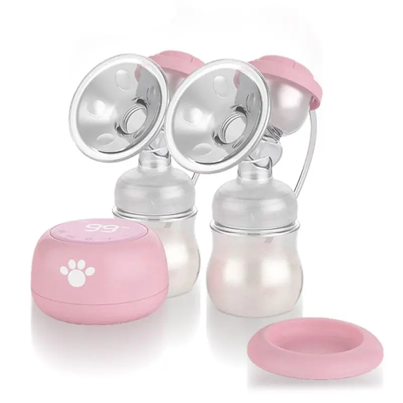 

Electric Double Breast Pump with 2 Milk Bottles Milk Extractor Breast Massager Superior Quality