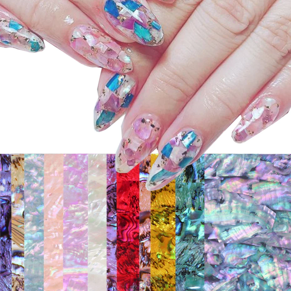 

1pc 3D Abalone Shell Nail Sticker Gradient Pearl Shell Slice Slider Winter DIY Gel Polish Manicure Nail Art Decorations