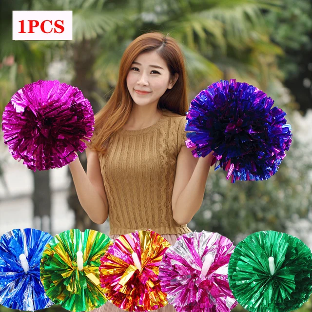 Dance Pompoms Straight Shank Type Fluffy Refueling Bright Color Double Pass  Cheerleader Hand Flower Ball Decoration For Soccer - AliExpress
