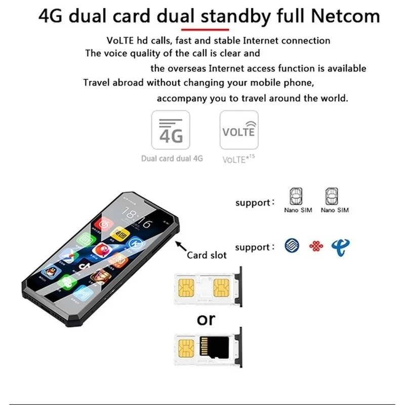 Small mini 4G smartphone Adroid 8.1 MTK6739 Quad Core Dual SIM fingerprint Unlock mobile phone Goog