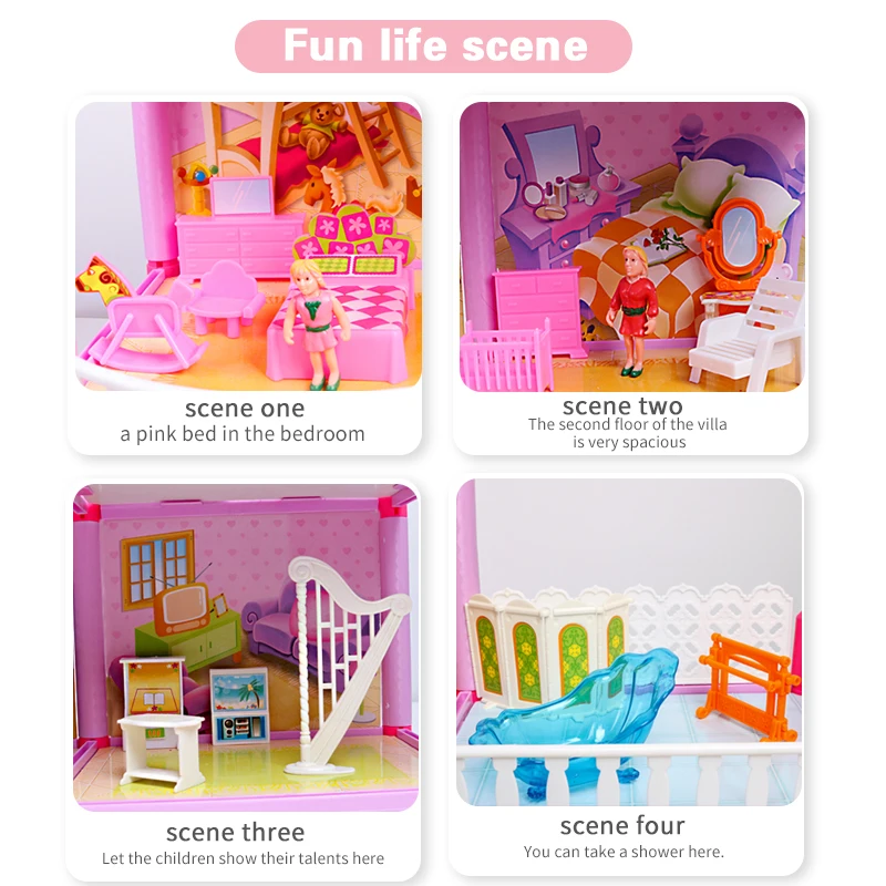  DIY Family Dollhouse Toys Baby Handmade Puppet House Assemble Miniature Doll house Castle Miniature
