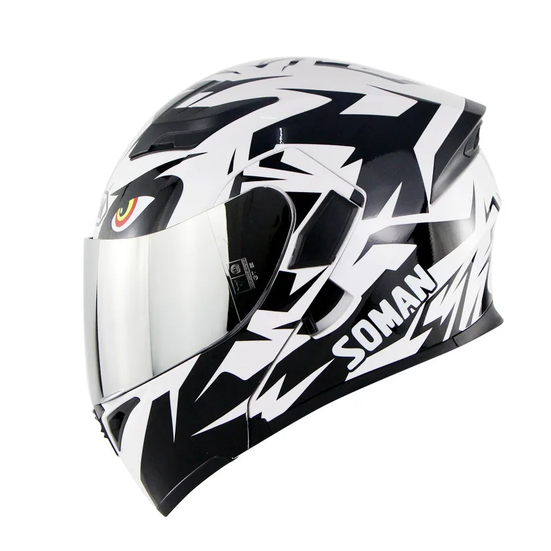 

Eye in White Motorcycle Double Lens Helmet K5-Modular Helmet Dot Locomotive Full Face Helmet Speed Step through Soma955