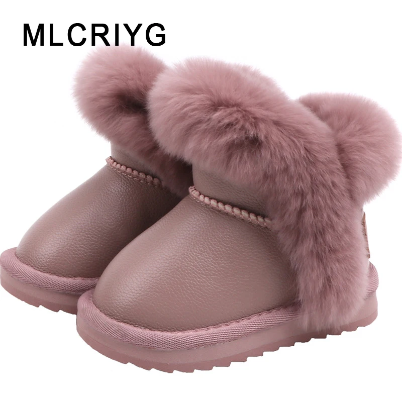 

New Winter Toddler Snow Boots Baby Girls Fur Ankle Boots Boys Warm Casual Boots Children Pink Brand Shoes Fashion Soft Shoes