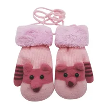 Зимние перчатки для новорожденных; хлопковые носки для девочек и мальчиков; вязаные теплые веревка полный палец варежки перчатки для Для детей висит шеи перчатки От 4 до 7 лет