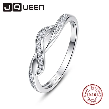 

JQUEEN Round Fine White Zircon Infinity Ring For Women Silver Ring 925 Jewelry Pave Setting Crystal Jewelry Bijoux Femme