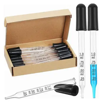 

20pcs Glass Scale Dropper Rubber Head Scale Pipette Dropper Essential Oil Bottle Straw Multi-purpose Droppers for School Home