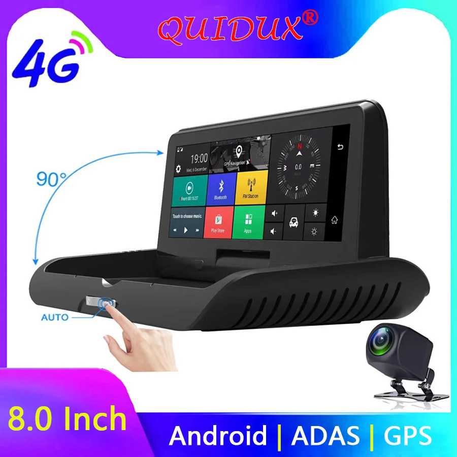 

QUIDUX 8 inch IPS 4G Car DVR Camera GPS Android FHD 1080P ADAS Dash cam Dual Lens car video Recorder Night Vision Remote monitor