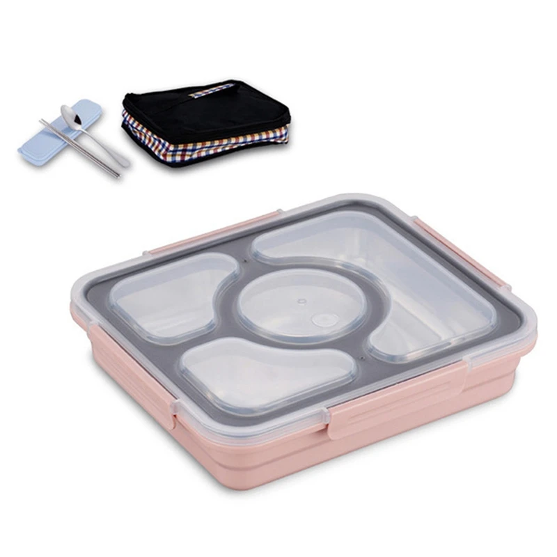 Pink 26cm Качественный Ланч-бокс, набор, термо-бокс Bento box с столовыми приборами, экологически чистый контейнер для еды, отдельные отсеки, герметичная еда не - Цвет: Pink 26cm