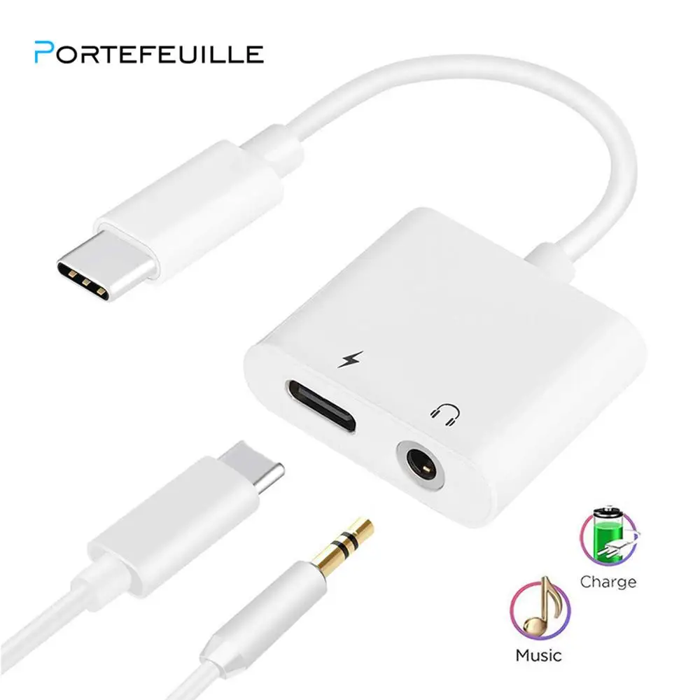 Usb-адаптер type C разветвитель для наушников зарядное устройство 3 5 мм аудио разъем