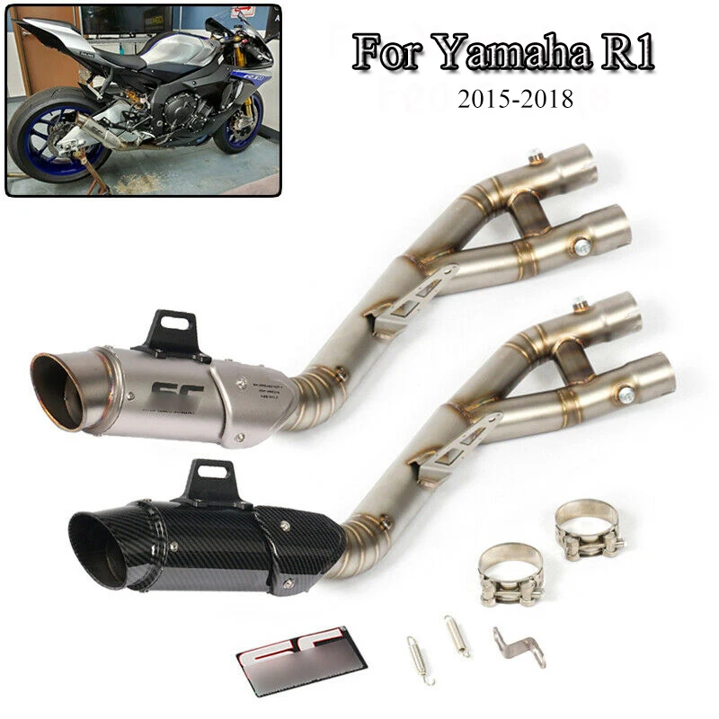 

YZF R1 Complete Exhaust Pipe Motorcycle Exhaust System Muffler Tip Tube Connect Front Link Tube For Yamaha R1 2015-2018 Modified