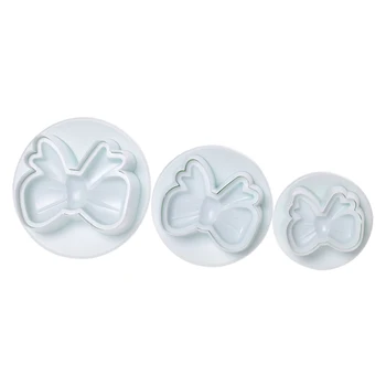 

3Pcs Bow Knot Shape Cake Plunger Cutter Sugarcraft Cake Cookies Decorating Tools Fondant Icing Cutter Candy Moulds Cake Mold
