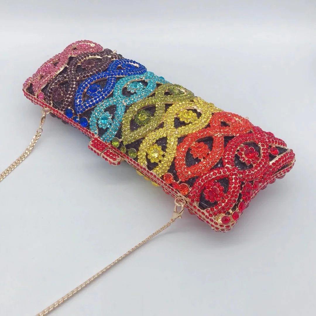 New Arrival Blue/Yellow/Red Women Evening Clutch Bag Fashion Ladies Diamond  Small Phone Case Luxury Female Bling Crystal Purses