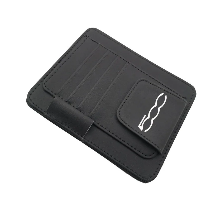 Sun Visor Multifunction PU Leather Car Card Package Holder Glasses Holder Pen Organizer Auto Accessories for Fiat 500