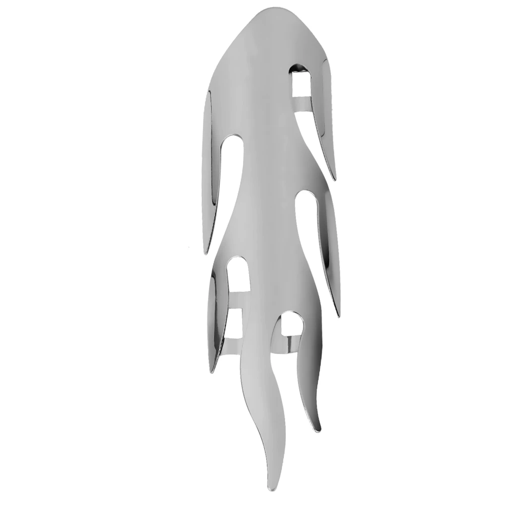 Universal Motorcycle Exhaust Silencer Pipe Cover Muffler Heat Shield Decor Heel Guard Flame, Silver
