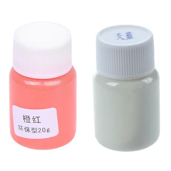 

2x 20G Glow In The Dark Acrylic Luminous Paint Bright Pigment Party Decoration DIY Sky Blue & Orange Red