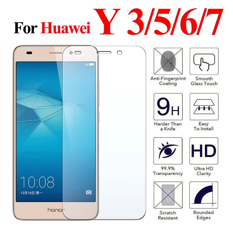 Защитное стекло для huawei y6 2017 y7 prime 2018 y3 y5 на hauwei y 6 6y huawey hawei tremp закаленное защитное