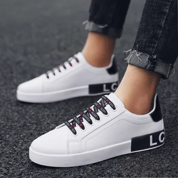 

White Casual Shoes Men PU Leather Sneakers Male Comfort Sport Running Sneaker Men Tenis mocassin Fashion Breathable Shoes NanX18