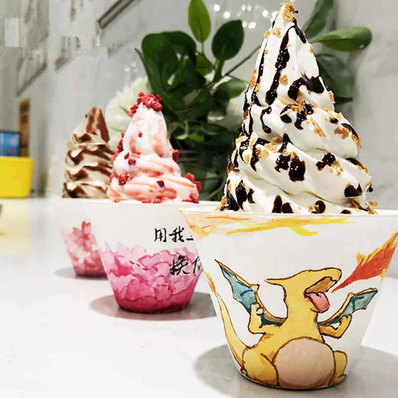 

100pcs New product high quality creative 160ml party birthday favor disposable ice cream cups takeaway paper cup thickening