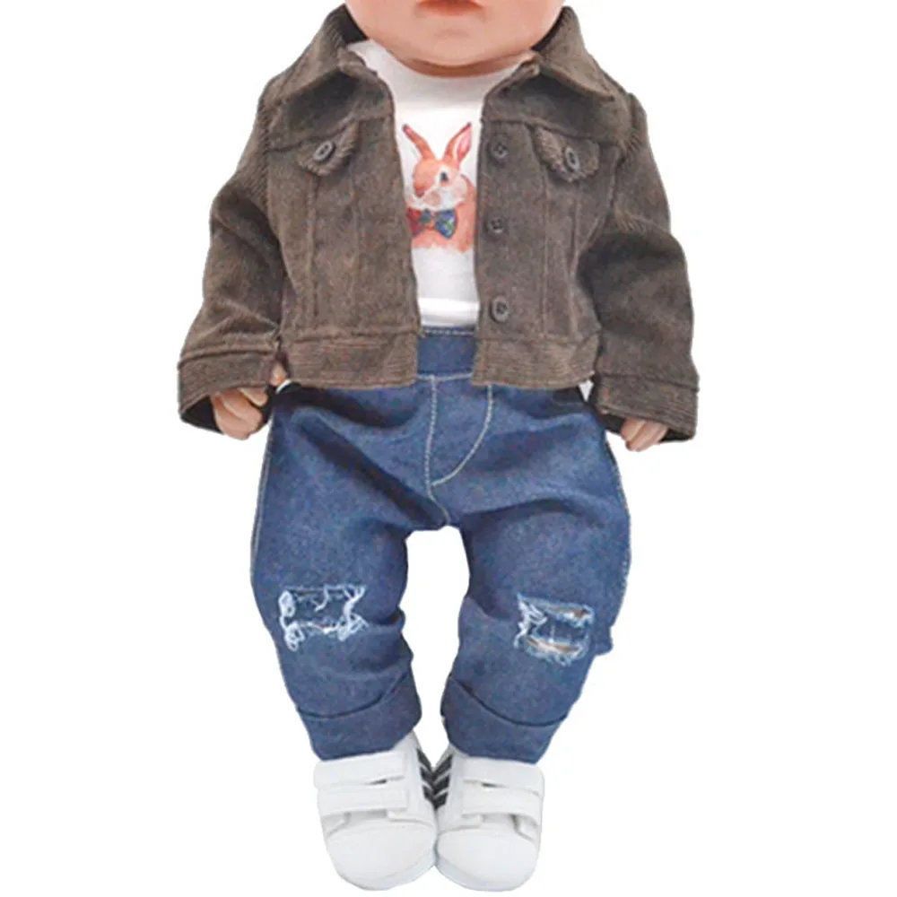 mini Doll clothes Fashion jackets, jeans, coats, shoes fits 45 cm American doll and new born doll accessories 2