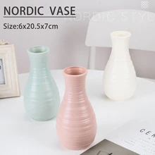 Light Color Simple Style Flower Vase White Imitation Ceramic Flower Pot Decoration Home Plastic Vase