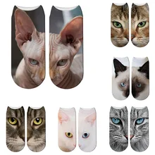 Новые женские носки с 3D принтом хлопковые носки милые носки с животными носки хараюку с кошачьим лицом смешной носок с низкой лодыжкой X-ZWS40