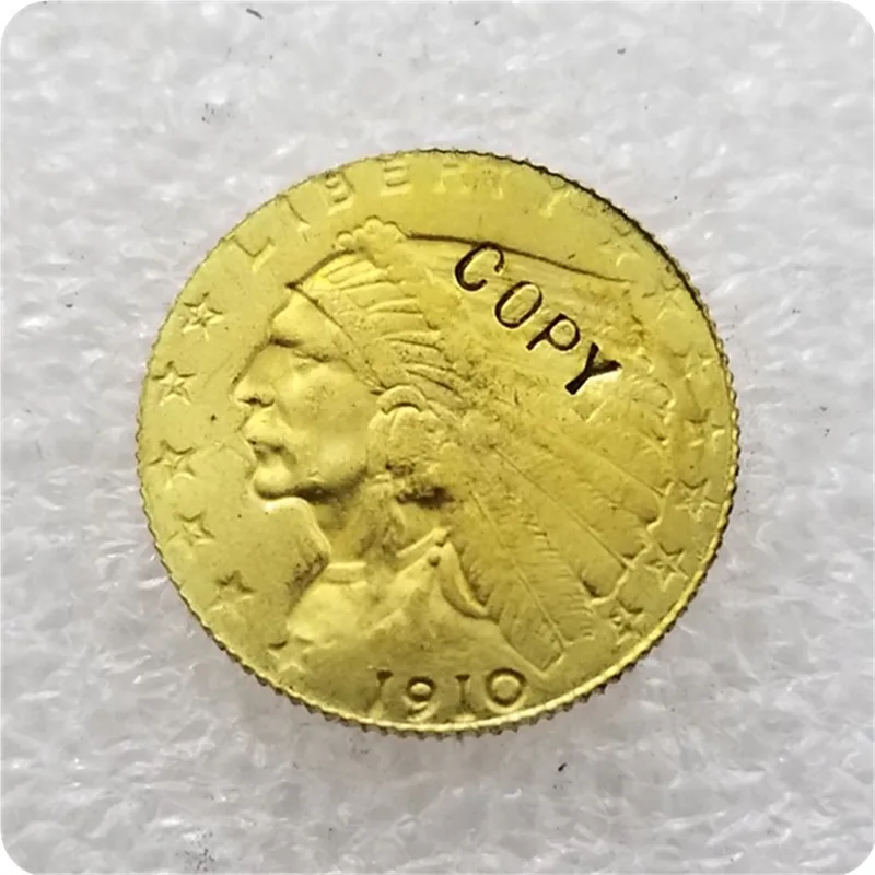 США 1908-1929$2,50 индийская голова четверть орел золотые монеты копии монет - Цвет: 1910