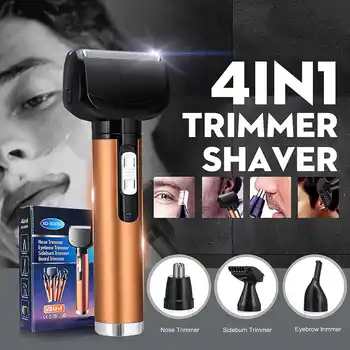 

4 in 1 Men Electric Hair Shaver Beard Trimmer USB Rechargable Shaving Razors Men Grooming Kit Stereo Curved Blade Set EU Plug