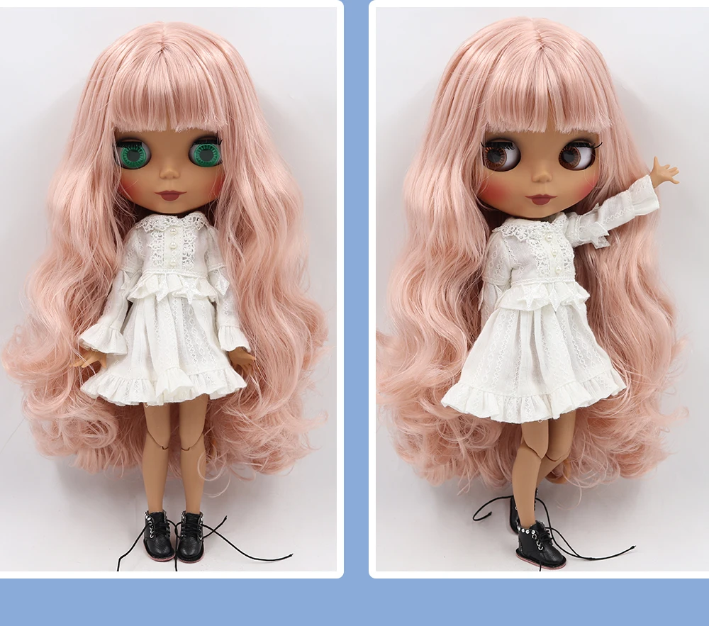Neo Blythe Doll with Pink Hair, Dark Skin, Matte Cute Face & Custom Jointed Body 3